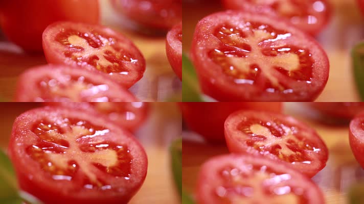 特写微距番茄切面西红柿种子 (4)