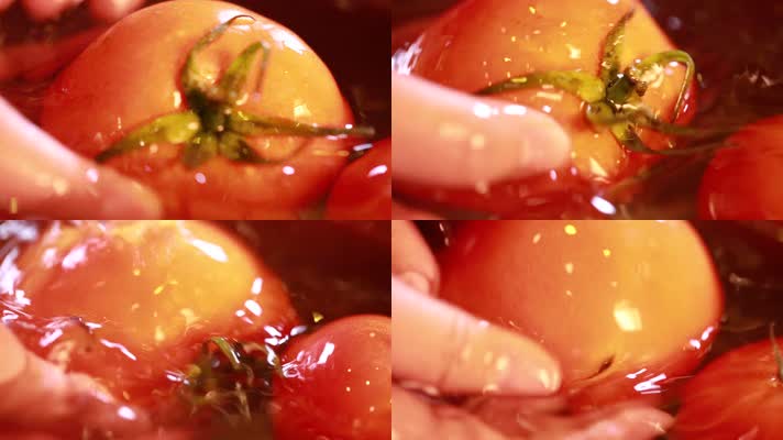 实拍清水浸泡清洗西红柿 (6)
