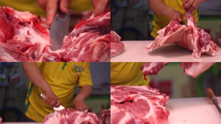 实拍肉类市场各种猪肉切分 (13)