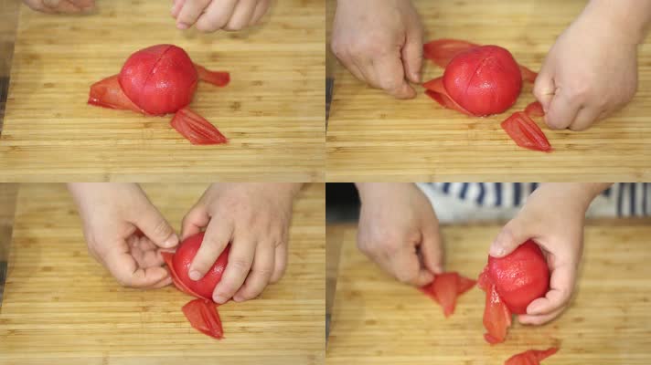 实拍开水烫番茄去皮切块 (8)
