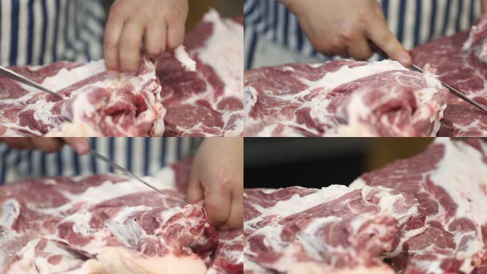 实拍肉类市场各种猪肉切分 (15)