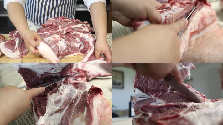 实拍肉类市场各种猪肉切分 (5)
