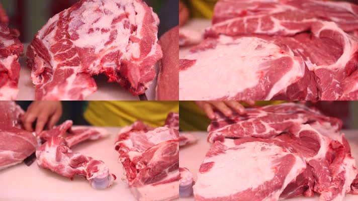 实拍肉类市场各种猪肉切分 (4)