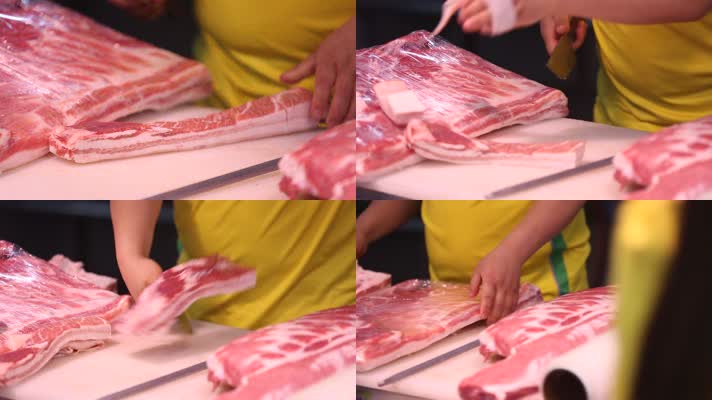 实拍肉类市场各种猪肉切分 (6)