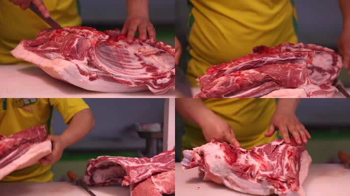 实拍肉类市场各种猪肉切分 (12)