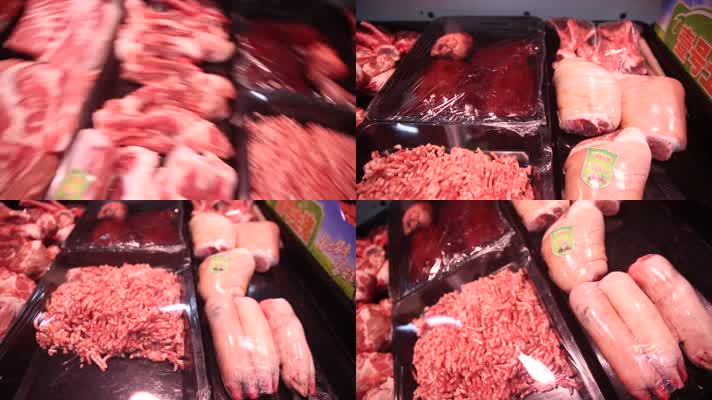 实拍肉类市场各种猪肉切分 (3)