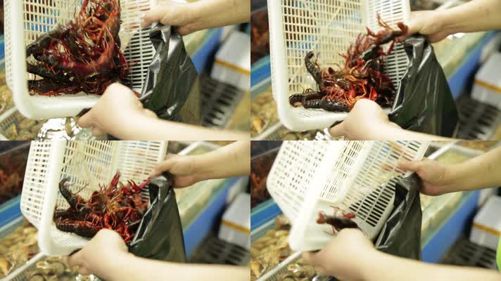 实拍菜市场商贩卖小龙虾 (3)