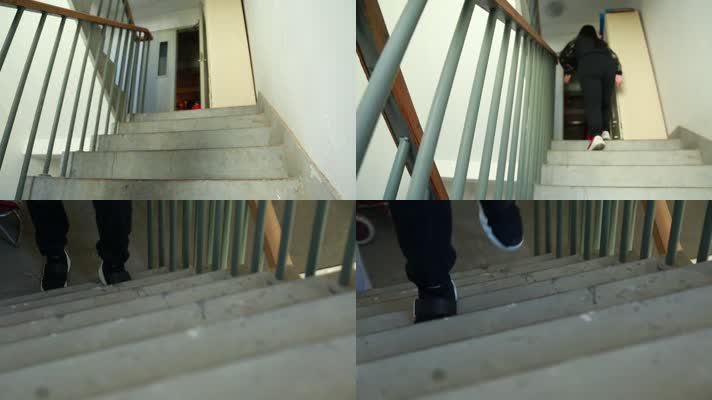 实拍胖子爬楼梯 (2)