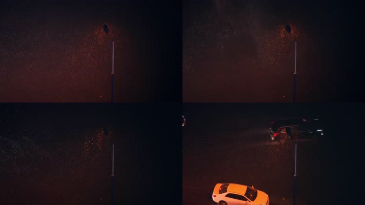 唯美下雨夜景雨中的路灯4k视频素材