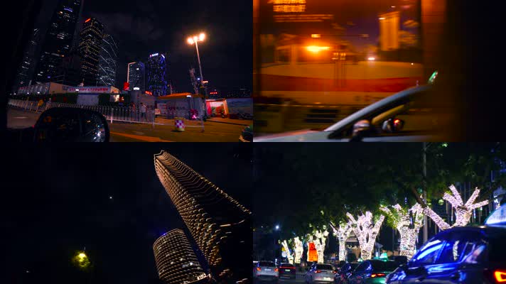 夜晚城市街道开车街景城市夜景4k视频素材