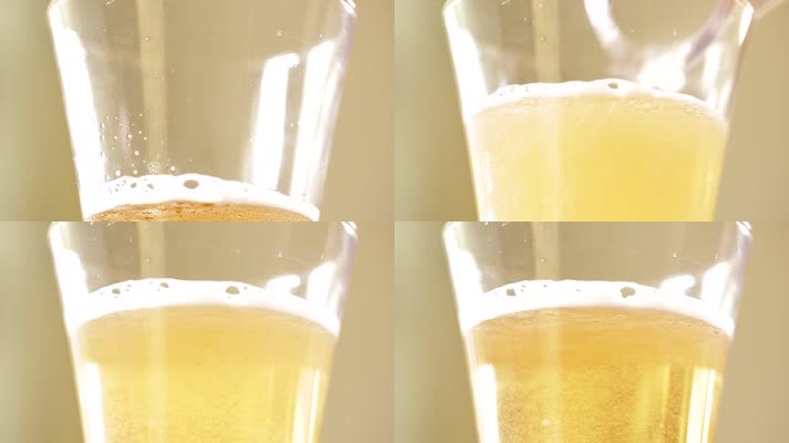 实拍玻璃杯倒啤酒泡沫丰富 (4)