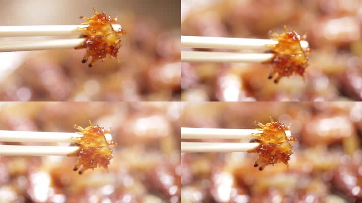 实拍筷子夹起海蜇 (3)