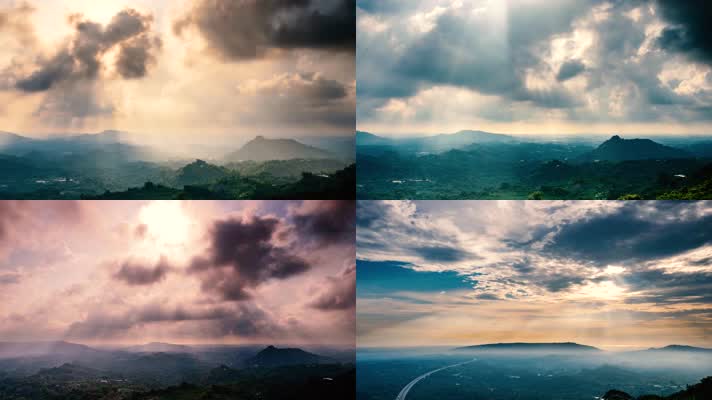 4K阳光穿透云层光束空镜意境延时，大气磅礴