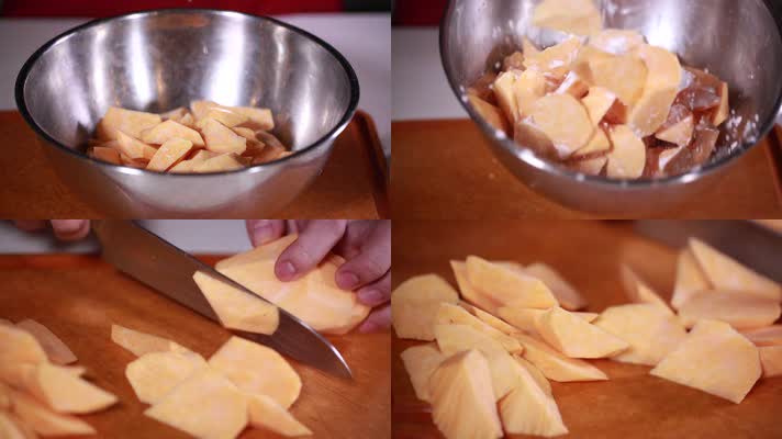实拍削红薯切红薯 (4)