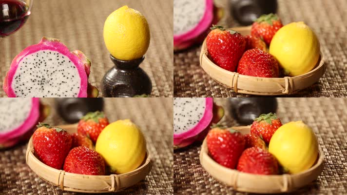 实拍切火龙果草莓 (4)