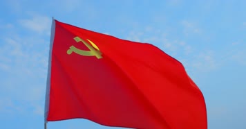 4K实拍旗帜迎风飘扬、100周年