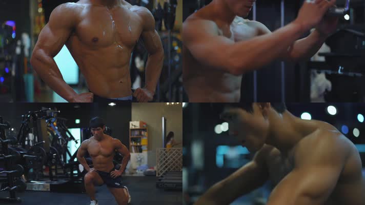 猛男健身，肌肉胸肌，激情运动
