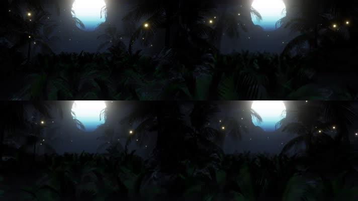 月光森林萤火虫梦境童话舞台背景