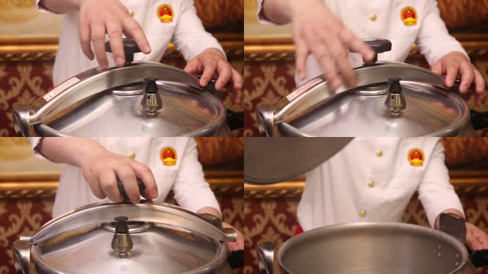 实拍厨师使用高压锅 (3)