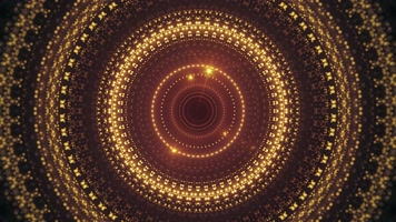  4k万花筒金色发光圆形装饰抽象背景
