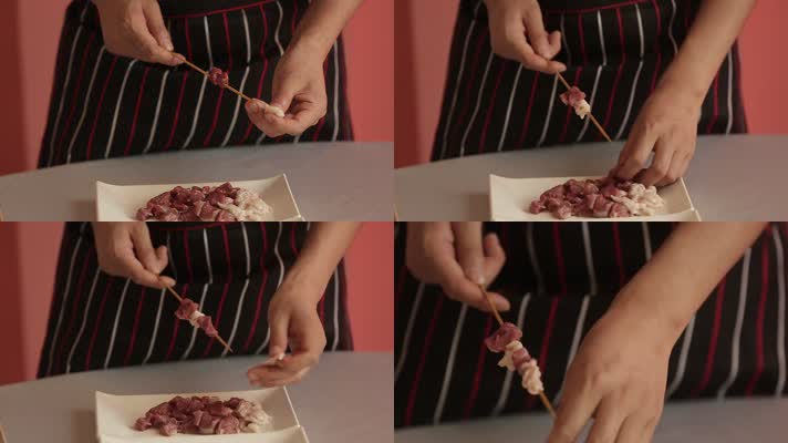 实拍串烧烤羊肉串 (3)