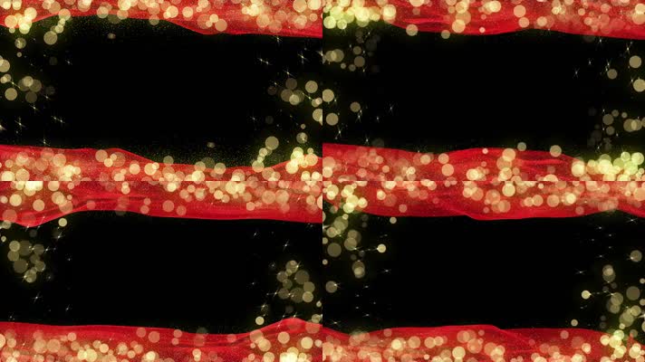 高清红绸子循环飘动粒子光斑边框视频素材