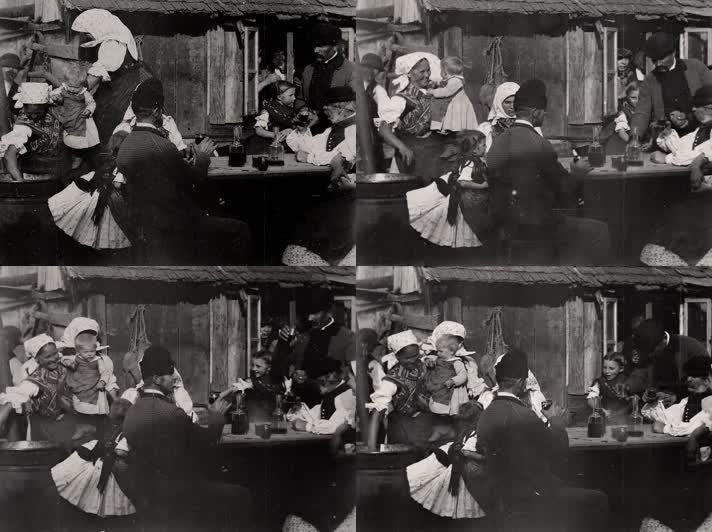 十九世纪末匈牙利家庭聚会喝酒生活场景