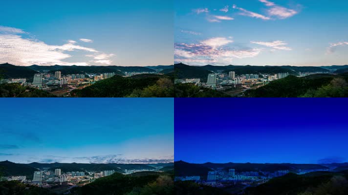 小城市日出日落晚霞延时合成视频素材