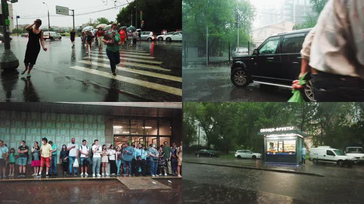 国外街头下雨天