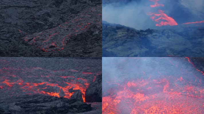 火山熔岩流火山爆发4K