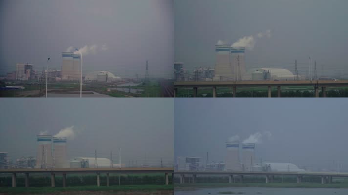 远处发电厂煤炭燃烧