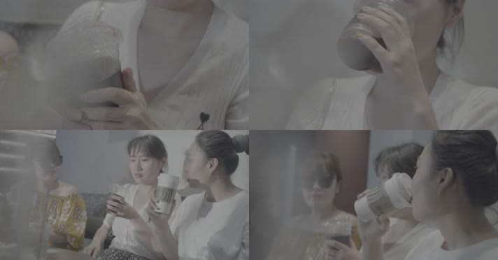 4K 都市女性喝咖啡、咖啡店午后时光