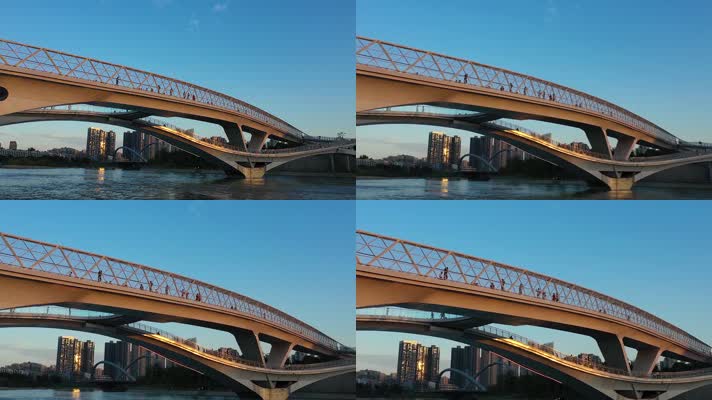航拍大桥观景感受城市变化道路桥梁