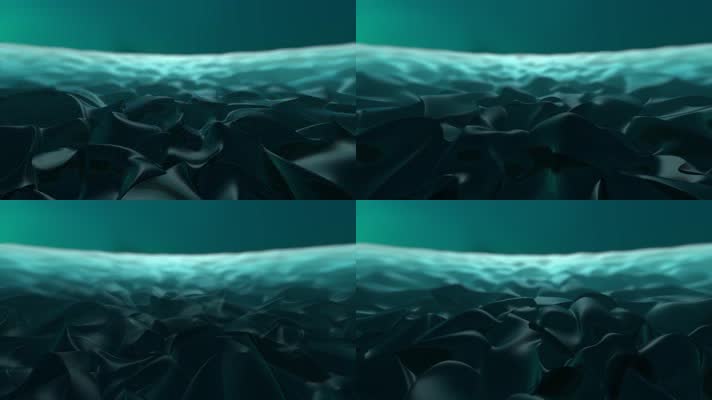 翡翠蓝色波浪抽象4K视频科技背景