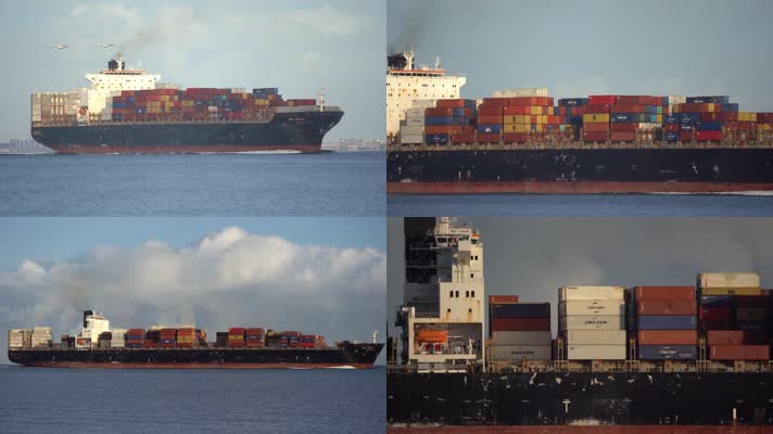 港口集装箱货轮海运4K实拍