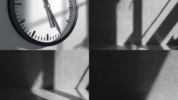 室内墙上时钟窗户光影移动时光流逝视频素材