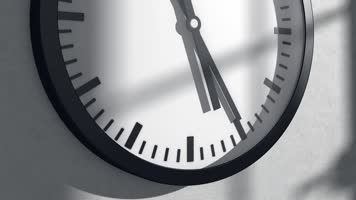 室内墙上时钟窗户光影移动时光流逝视频素材