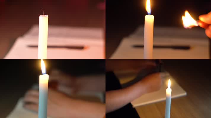 点燃蜡烛学习看书