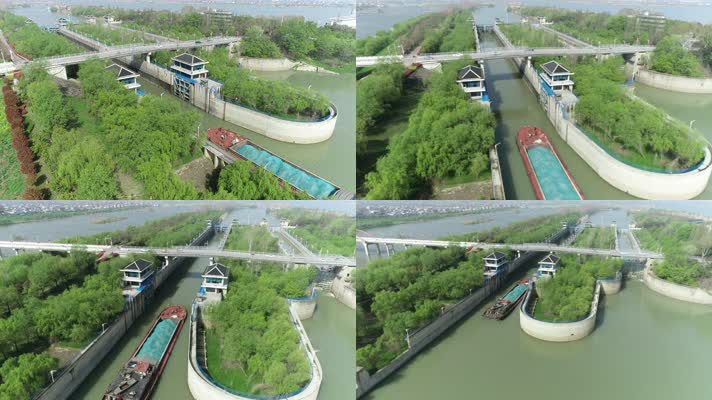 蚌埠闸过船淮河航拍（4K50帧）