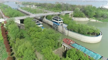 蚌埠闸过船淮河航拍（4K50帧）