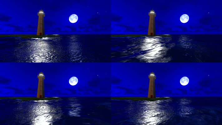 大海灯塔动画-夜景