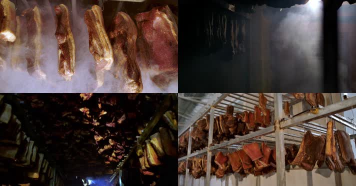 4K电影机拍摄腊肉熏制烹饪