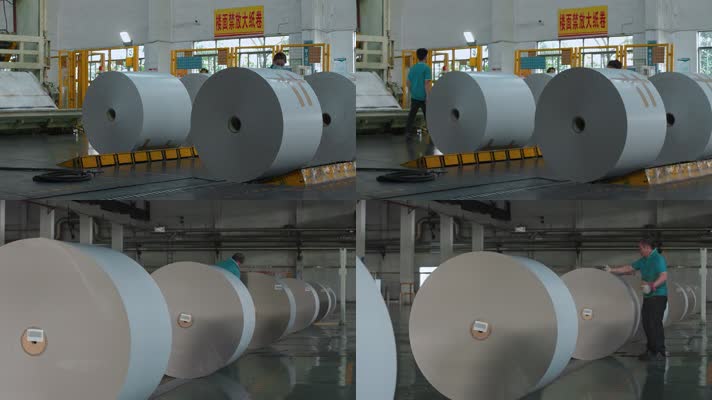 造纸厂视频纸生产企业纸卷筒检验贴标签