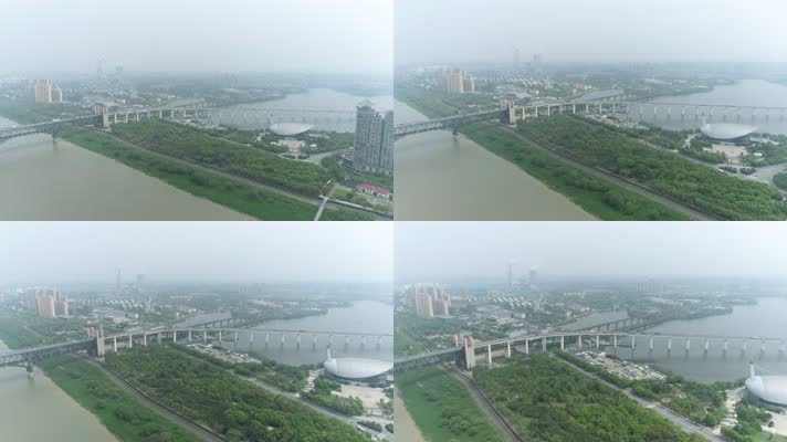 九江长江大桥桥头航拍（4K50帧）
