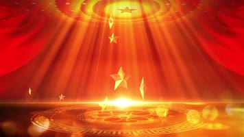 红绸党政五角星舞台背景