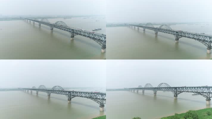 航拍九江长江大桥原素材（4K50帧）