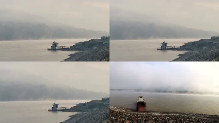 清晨云雾迷漫的大河