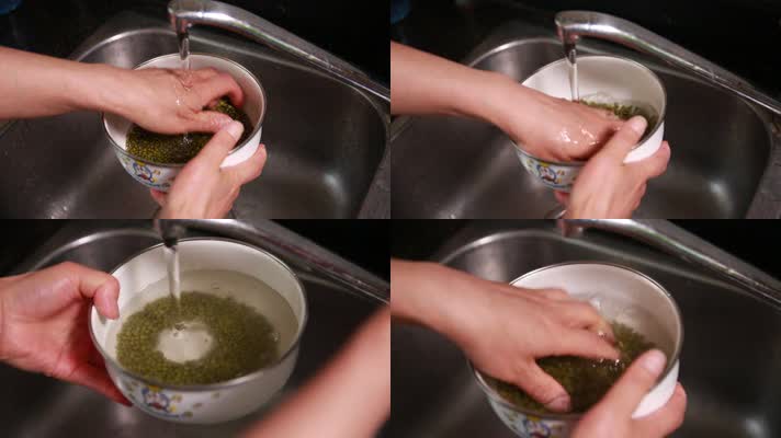 清洗浸泡绿豆 (2)