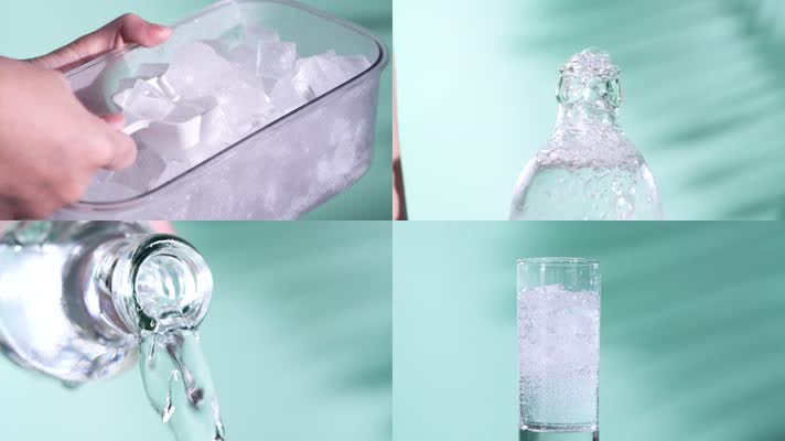 冰块苏打水气泡水碳酸饮料视频素材 冰块苏打水气泡水碳酸饮料视频素材