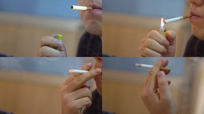 【原创】男人吸烟特写镜头吞云吐雾吸烟